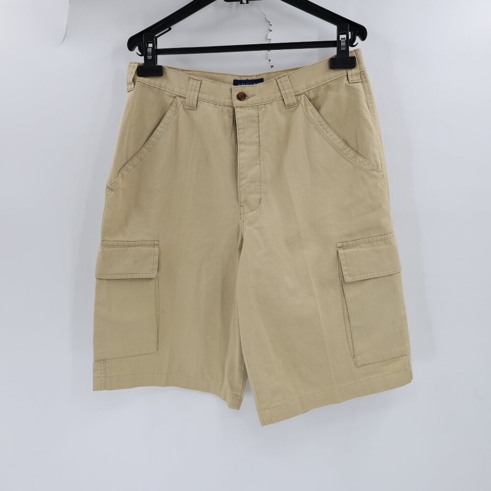 Vintage Y2K Guess Jeans Mens 33 12" Baggy Cargo Shorts Beige Grunge Skate Street